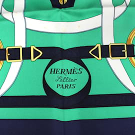 Hermès-Lenço de seda HERMES T.  Seda-Azul
