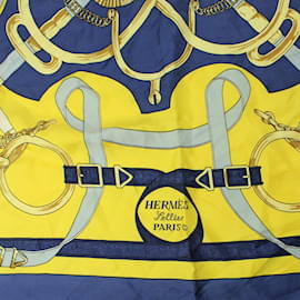 Hermès-Lenço de seda HERMES T.  Seda-Amarelo