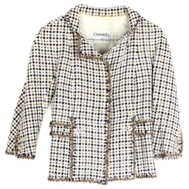 Chanel-CHANEL Chaquetas T.fr 36 tweed-Castaño