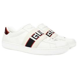 Gucci Baskets Ace avec bande élastique (T42) Blanc