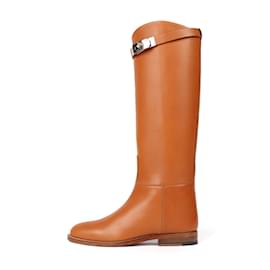 Hermès-Bottes HERMES T.UE 34 cuir de vachette-Marron