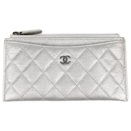Chanel-CHANEL  Wallets T.  Leather-Silvery