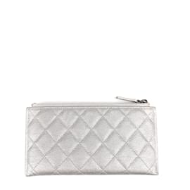 Chanel-CHANEL  Wallets T.  Leather-Silvery