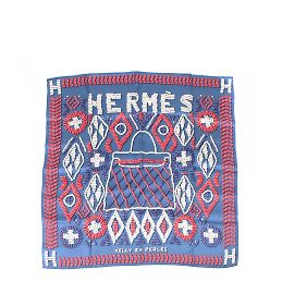 Hermès Lenço de seda HERMES T.  Seda Azul