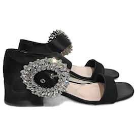 Miu Miu-MIU MIU Sandalias T.UE 39 paño-Negro