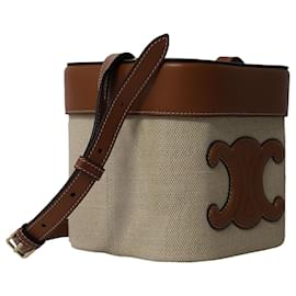 Céline-Celine Triomphe Box Bag in Brown Leather-Brown