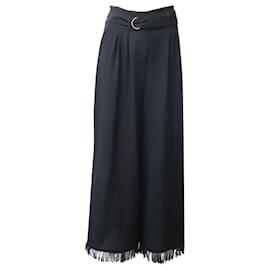 Nanushka-Pantalón Nanushka de pierna ancha con cinturón en triacetato negro-Negro
