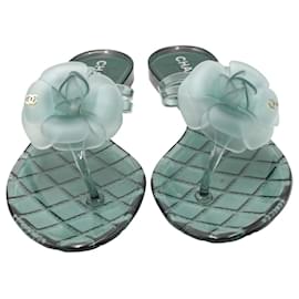Chanel-Chanel Camelia Thong Slides in Green PVC-Other,Green