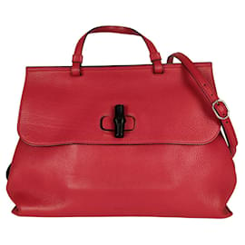 Gucci-Gucci Bamboo Daily Henkeltasche aus rotem Leder-Rot