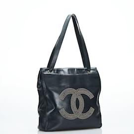 Chanel-Stud CC Leather Tote Bag-Black