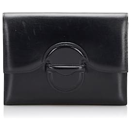 Hermès-Hermes Black Box Calf Leather Clutch Bag-Black