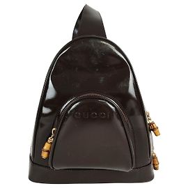 Gucci Mochila bambú charol marrón Castaño