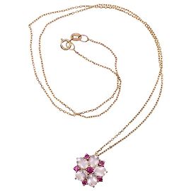 Autre Marque Colar de flores com quartzo e ouro amarelo rubi 375%O Branco Vermelho Gold hardware
