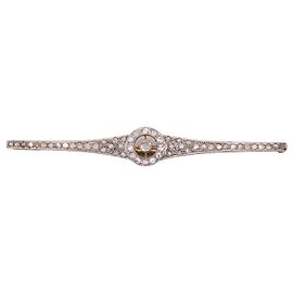 Autre Marque Art deco brooch set with diamonds Silver hardware