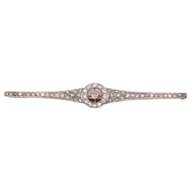 Autre Marque-Art deco brooch set with diamonds-Silver hardware