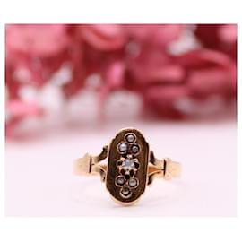 Autre Marque-Bague époque Napoléon III sertie de perles de fines or rose 750%o-Bijouterie dorée