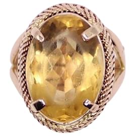 Autre Marque-Ring set with an oval yellow gold citrine 750%O-Orange,Yellow,Gold hardware