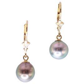Autre Marque Boucles d'oreilles dormeuses avec perles de Tahiti or jaune 750%o Bijouterie dorée