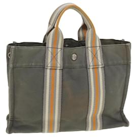 Hermès-HERMES Her Line PM Sac à Main Toile Gris Auth bs4422-Gris