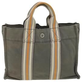 Hermès-HERMES Her Line PM Hand Bag Canvas Gray Auth bs4422-Grey
