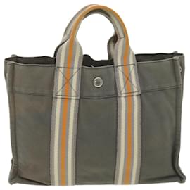Hermès-HERMES Her Line PM Sac à Main Toile Gris Auth bs4422-Gris