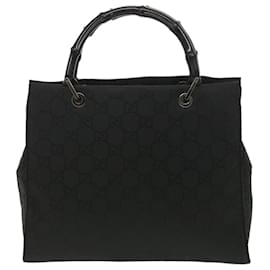 Gucci-GUCCI GG Canvas Hand Bag Nylon Black Auth 38354-Black