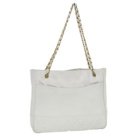 CHANEL Chain Shoulder Bag Lammleder Weiß CC Auth yk6254 Weiß