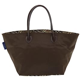 Burberry-BURBERRY Nova Check Blue Label Tote Bag Nylon Beige Brown Auth yb041-Brown,Beige