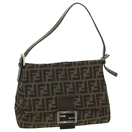 Fendi-FENDI Mamma Baguette Sac à bandoulière Nylon Marron Noir Auth 38484-Marron,Noir