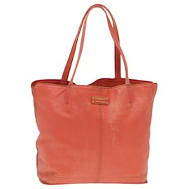 Burberry-BURBERRY Tote Bag Leather Orange Auth ti965-Orange