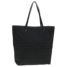 Fendi-FENDI Zucchino Canvas Tote Bag Black Auth rd4511-Black