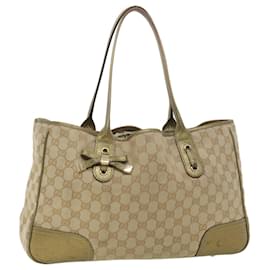 Gucci-GUCCI GG Canvas Shoulder Bag Beige Gold 163805 auth 38395-Beige,Golden