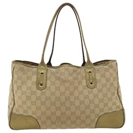Gucci-GUCCI GG Canvas Shoulder Bag Beige Gold 163805 auth 38395-Beige,Golden