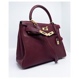 Hermès-Kelly retourne 28 burgundy togo leather-Dark red