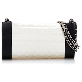 Chanel-Chanel White Chocolate Bar Satin Shoulder Bag-White