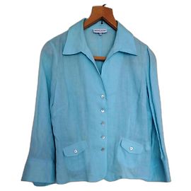 Gerard Darel Blue Linen Blouse L Blue