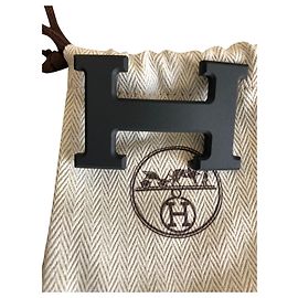 Hermès Schwarzer PVD Gürtelschnalle 3.2 cm Schwarz