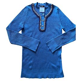 Chanel Leinenpullover Jeansblau Métiers d'Art Blau