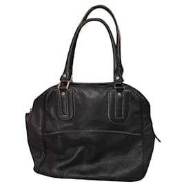 Longchamp Black Grained Leather Handbag Black