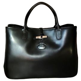 Longchamp Roseau Ledertasche Schwarz Schwarz