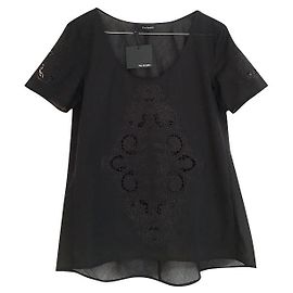Camicetta in voile di cotone ricamata nera The Kooples Nero