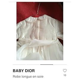 Baby Dior-Abito lungo foderato in seta beige dorato-Beige