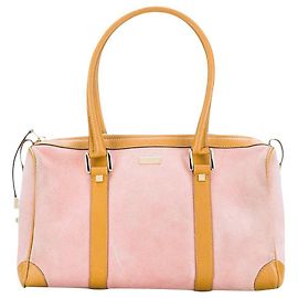 Bolsa Gucci Boston Rosa de Camurça e Couro Rosa
