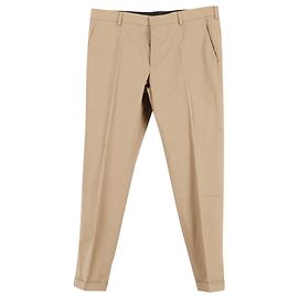Pantalone Prada Taglio Dritto in Cotone Beige Marrone