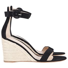Gianvito Rossi Portofino Wedge en Daim Noir Noir
