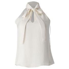 Nili Lotan Top buceta com decote halter em seda creme Branco Cru