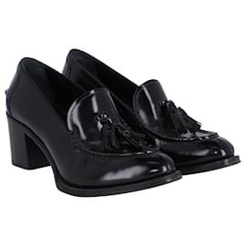 Church's-Church's Tassel Block Heeled Loafers in Black Leather-Black