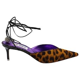 Autre Marque-The Attico Tina Mule com estampa de leopardo em couro marrom-Marrom