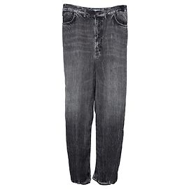 Balenciaga SS20 Trompe L'oeil Denim Print Pants in Black Viscose Black