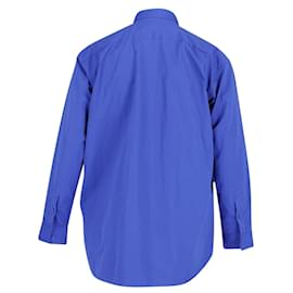 Balenciaga-Balenciaga Chemise Boutonnée Politique en Coton Bleu Marine-Bleu